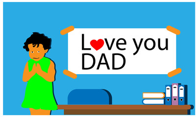 Love you Dad On the wall, vector illustration.