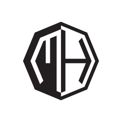 two letter MH octagon negative space logo