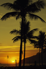 Fototapeta na wymiar Sunset over Ipanema beach in Rio de Janeiro Brazil