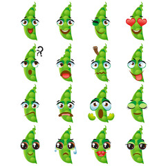 Obraz premium Peas Emoji Emoticon Expression. Funny cute food