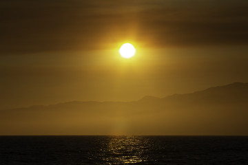 Scenic sunset in Santa Monica beach California