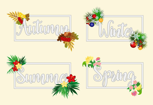Four seasons banners, vector illustration