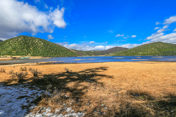 Beautiful view of Pudacuo National Forest Park on the Shangri-La Plateau in China in spring