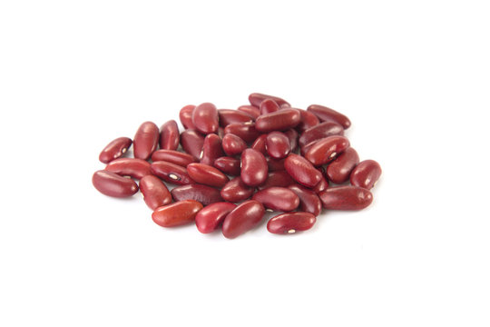 Red beans isolated on the white background.