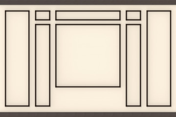 3d rendering. classical square pattern frame wall background.