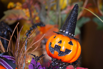 帽子をかぶったハロウィンのジャックオランタン