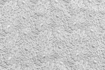 White lace with small flowers. No any trademark or restrict matter in this photo.