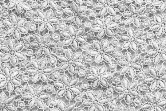 White lace with small flowers. No any trademark or restrict matter in this photo.