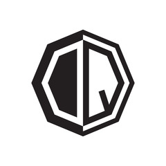 two letter OQ octagon negative space logo