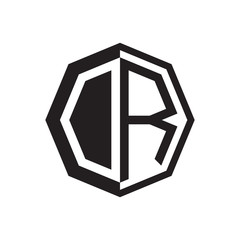 two letter OR octagon negative space logo