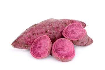Obraz premium raw sweet potatoes isolated on white background