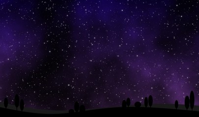 Night sky view with many stars illustration design background