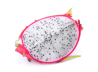 sliced dragonfruit isolated on white background