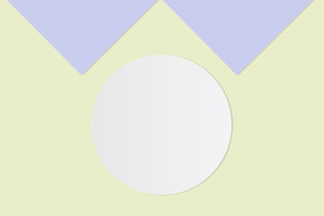 White circle paper and space for text on pastel color background