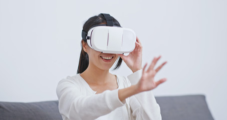 Woman play with VR device