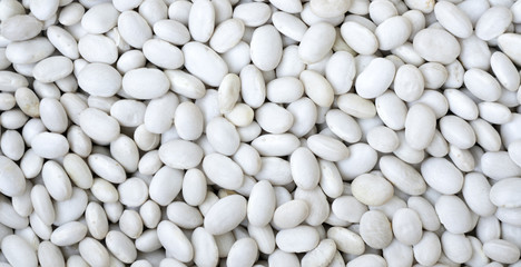 Grains of white beans close-up.