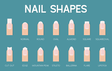 nail shapes for manicure and pedicure icon - obrazy, fototapety, plakaty