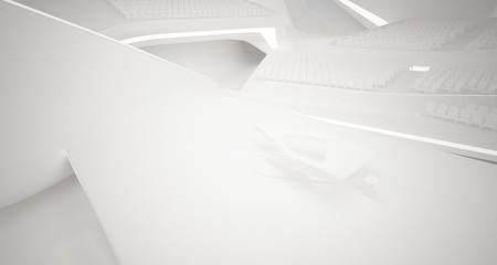 Conceptual abstract design of the interior of the concert hall and grand piano in a modern style. 3D illustration and rendering.