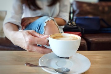Coffee cup hot at cafe