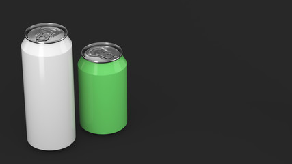 Big white and small green soda cans mockup
