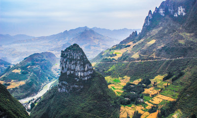 Overlooking the rolling hills in Enshi Grand Canyon, Hubei, China
