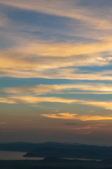 伊吹山から見た夕焼け（滋賀県、日本）