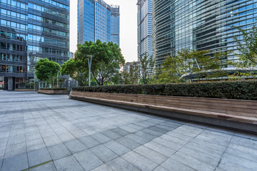 modern buildings and empty pavement in china.