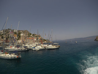 Fototapeta na wymiar Greek Island Yacht holidyas Summer vacation