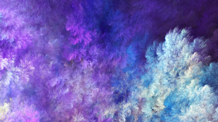 Naklejka na ściany i meble Abstract painted texture. Chaotic violet and blue strokes. Fractal background. Fantasy digital art. 3D rendering.
