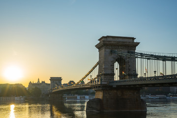 Obraz premium Chain Bridge of Budapest in Hungary.