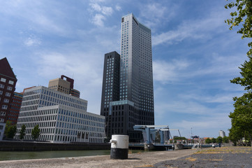 Modern architecture downtown in d 'Kop van Zuid' neighbourhood in Rotterdam