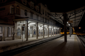 Naklejka na ściany i meble Train Station at Night