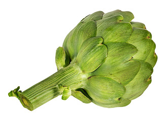 Fresh artichoke isolated on white background with clipping path