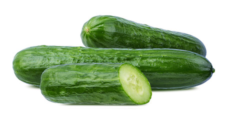 Fresh cucumber isolated on white background with clipping path
