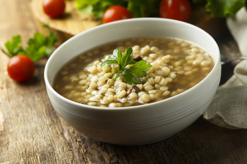 Pasta and mushroom soup
