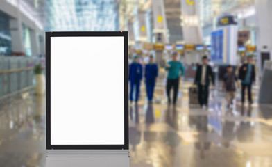 Blank billboard posters in the airport,Empty advertising billboard at aerodrome.