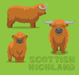 Cow Scottish Highland Cartoon Vector Illustration