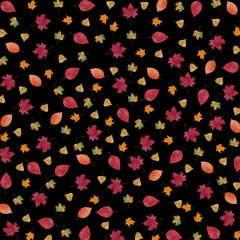 Pattern of autumn leaves watercolor