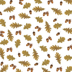 Obraz premium Pattern of autumn leaves watercolor