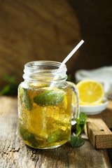 Homemade lemon and mint lemonade