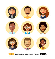 People business avatars collection flat icons of workers team for web 