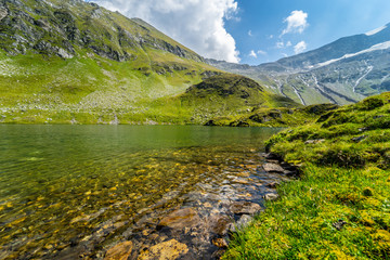 Fototapeta na wymiar The glacie lake Schwarzkarlsee in the Austrian Alps at Nationalpark Hohe Tauern at 2119 meter in Pinzgau