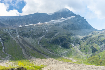 Beautiful mountain and glacier view at Nationalpark Hohe Tauern in Pinzgau in the Austrian Alps