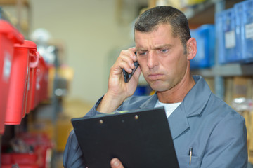 Man on telephone looking frustrated