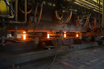 casting in a mold for the production of metal. metallurgy