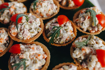 Delicious canapes as event dish in luxary restaurant.