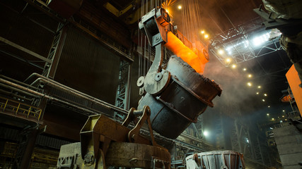 slag discharge at the factory. metallurgy