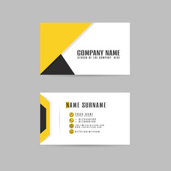 vector Modern simple light business card yellow template with flat user interface on gray background