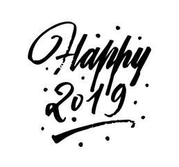 Happy new year 2019 brush pen lettering calligraphy