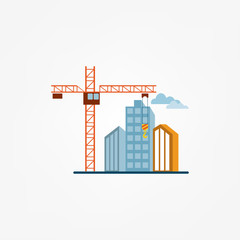 Construction site, building a house. Vector illustration.